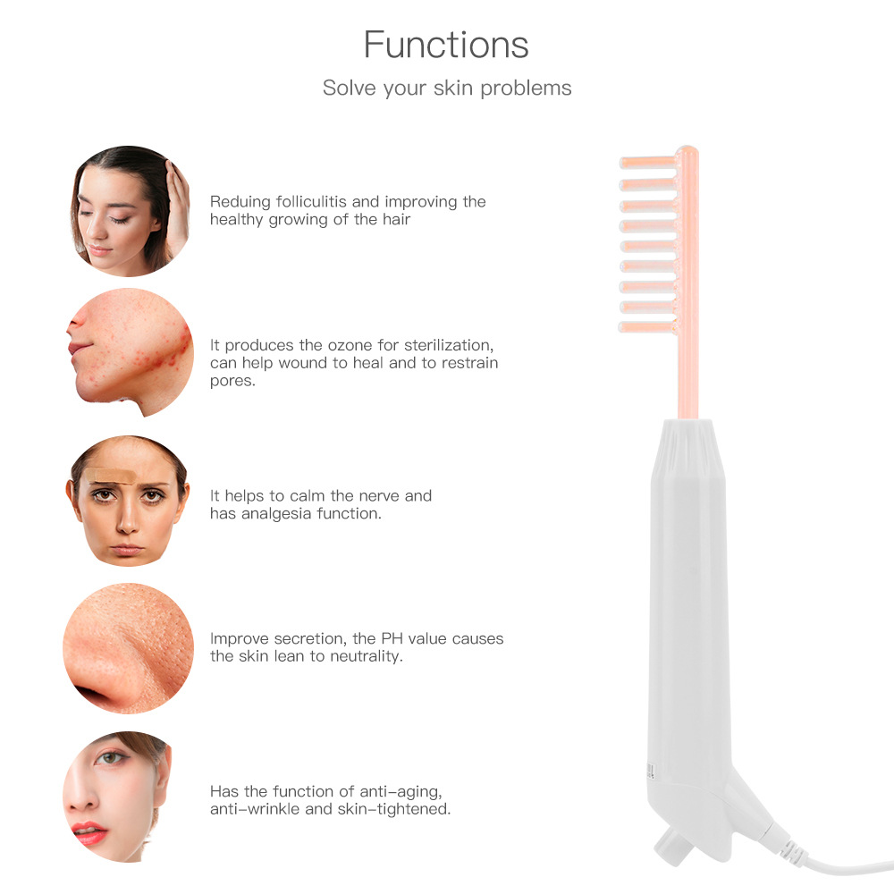 4-in-1 Beauty Massage Vibrator Therapy Galvanic Portable High Frequency Facial Machine High Frequency Wand插图3