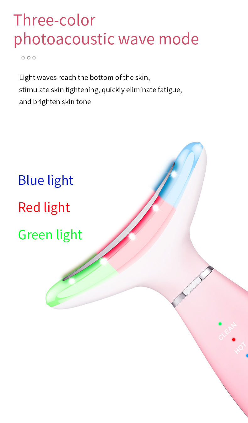 LED Vibrating Face & Neck Lifting Massager Heat EMS Light Therapy Wrinkle Remover Skin Tightening Neck Beauty Device插图3