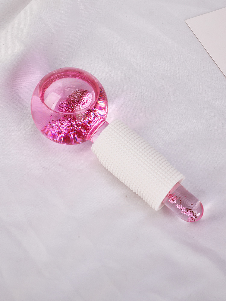 Glitter Ball Pink Beauty Tool Facial Cooling Eye Body Skin Care Lift Glass For Ice Globes Ice Roller Face Massager插图5