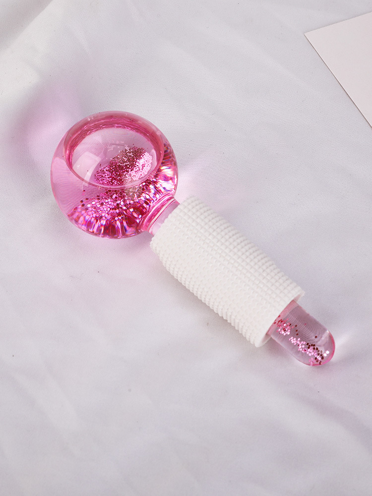 Pink Glitter Balls Beauty Tools Face Cooling Eye Care Body Care Calming & Lifting Glass Ice Balls Face Massager Ice Roller插图5