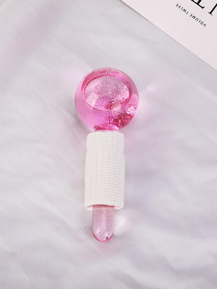 Glitter Ball Pink Beauty Tool Facial Cooling Eye Body Skin Care Lift Glass For Ice Globes Ice Roller Face Massager插图6