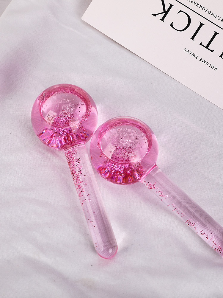 Pink Glitter Balls Beauty Tools Face Cooling Eye Care Body Care Calming & Lifting Glass Ice Balls Face Massager Ice Roller插图7