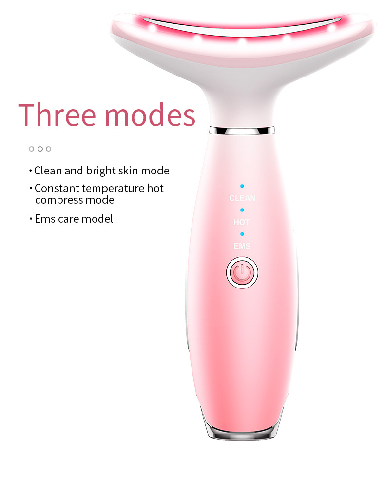 LED Vibrating Face & Neck Lifting Massager Heat EMS Light Therapy Wrinkle Remover Skin Tightening Neck Beauty Device插图7