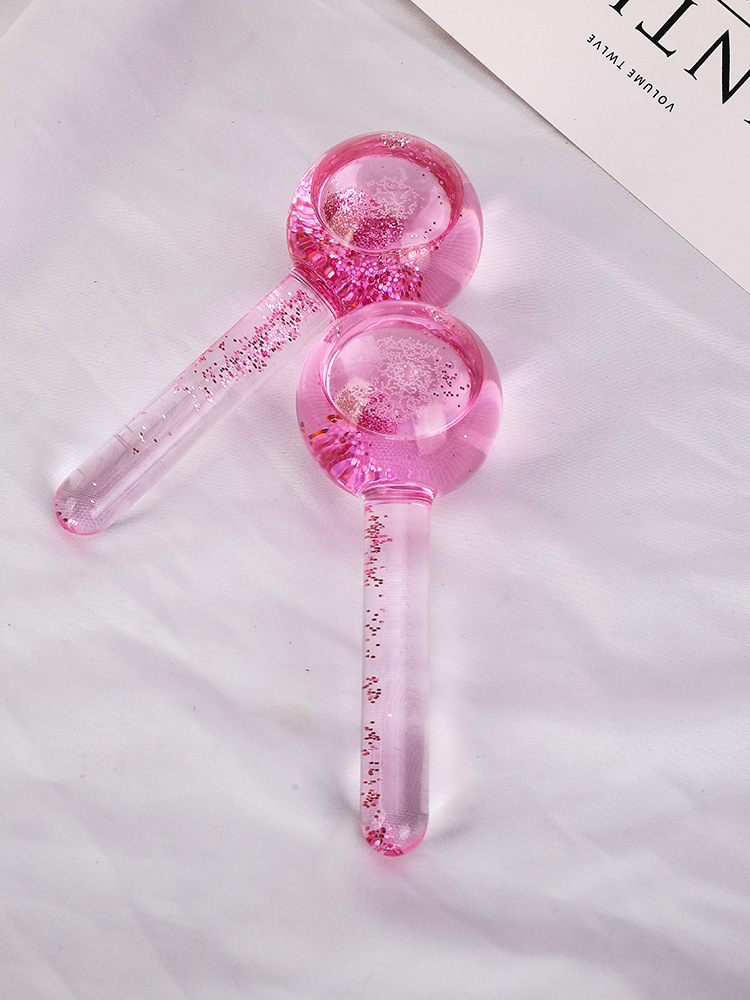 Glitter Ball Pink Beauty Tool Facial Cooling Eye Body Skin Care Lift Glass For Ice Globes Ice Roller Face Massager插图8