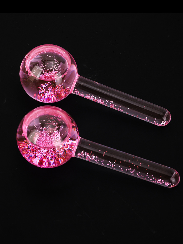 Glitter Ball Pink Beauty Tool Facial Cooling Eye Body Skin Care Lift Glass For Ice Globes Ice Roller Face Massager插图9