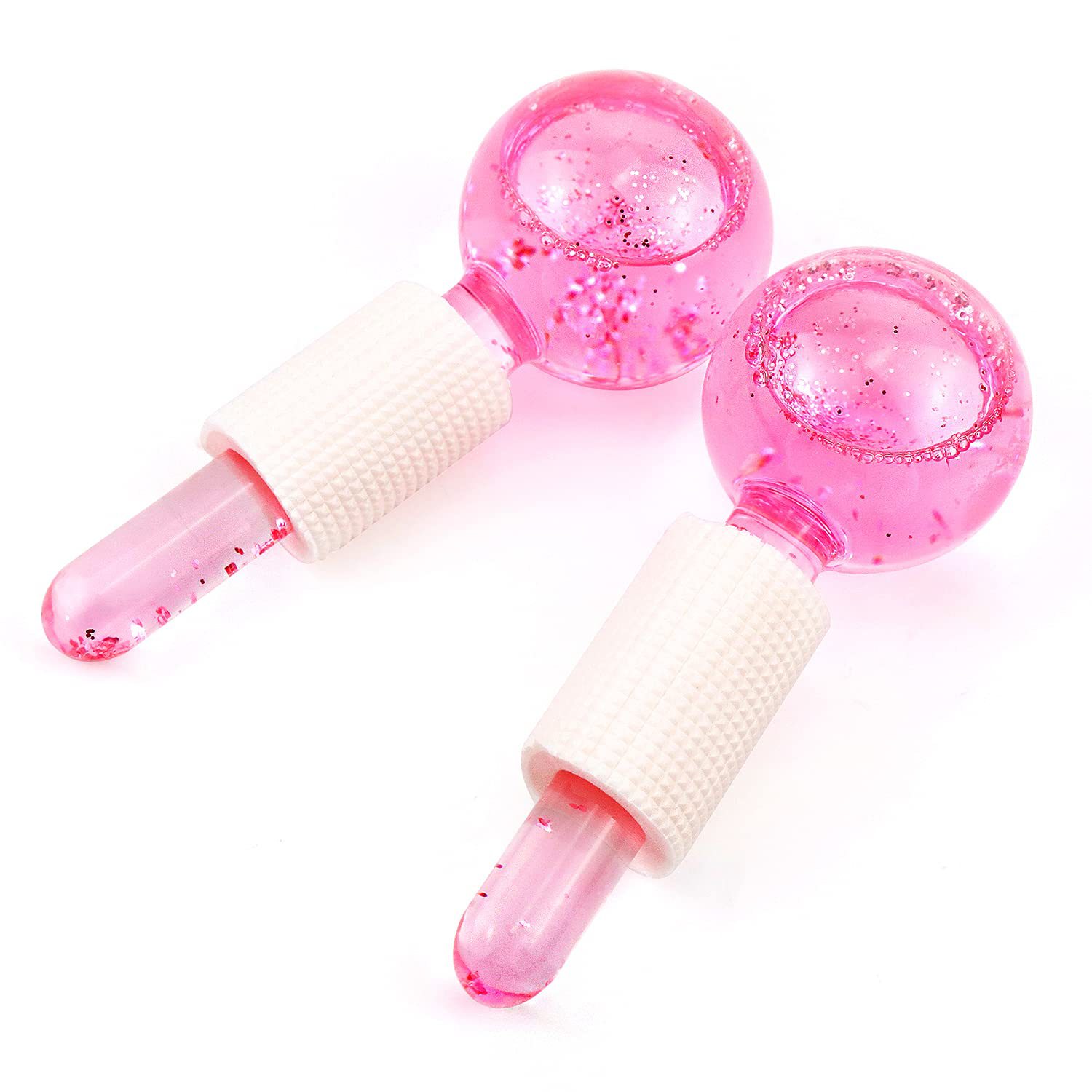Glitter Ball Pink Beauty Tool Facial Cooling Eye Body Skin Care Lift Glass For Ice Globes Ice Roller Face Massager插图