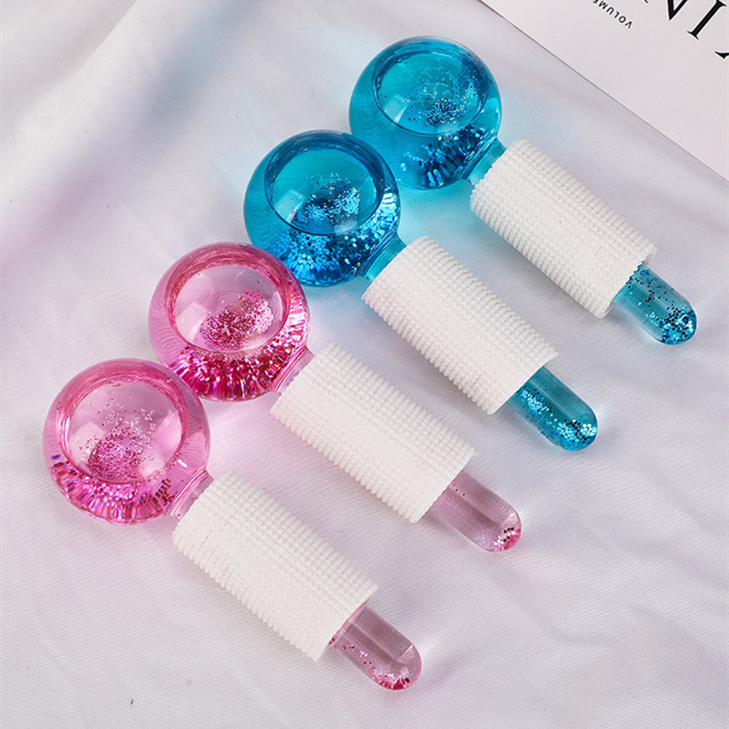 Glitter Ball Pink Beauty Tool Facial Cooling Eye Body Skin Care Lift Glass For Ice Globes Ice Roller Face Massager插图3