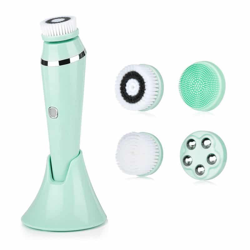 4 in 1 Deep Face Cleaner Waterproof Exfoliating Silicone Sonic Cleaning Brushes Beauty Spin Electric Facial Cleansing Brush插图7
