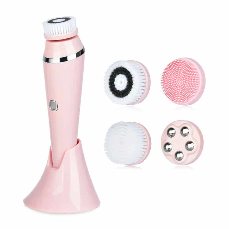 4 in 1 Deep Face Cleaner Waterproof Exfoliating Silicone Sonic Cleaning Brushes Beauty Spin Electric Facial Cleansing Brush插图8
