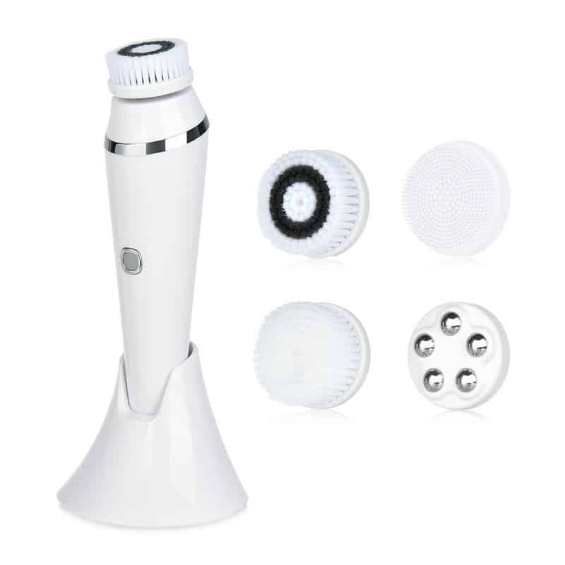 4 in 1 Deep Face Cleaner Waterproof Exfoliating Silicone Sonic Cleaning Brushes Beauty Spin Electric Facial Cleansing Brush插图9