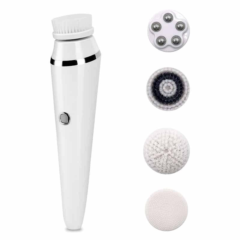 4 in 1 Deep Face Cleaner Waterproof Exfoliating Silicone Sonic Cleaning Brushes Beauty Spin Electric Facial Cleansing Brush插图10