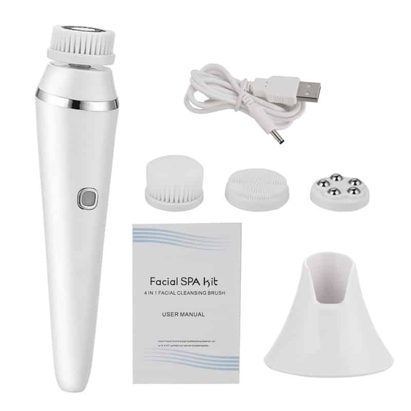 4-in-1 Deep Face Cleansing Waterproof Exfoliating Sonic Cleaning Brushes Beauty Spin Electric Facial Cleansing Brush插图11