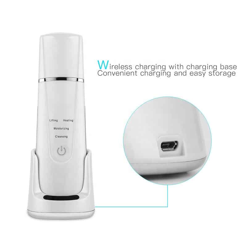 Wireless Charging Base Heating Dead Spatula Face Lift Exfoliating Remove Blackhead Beauty Facial Cleanser Ultrasonic Skin Scrubber插图3