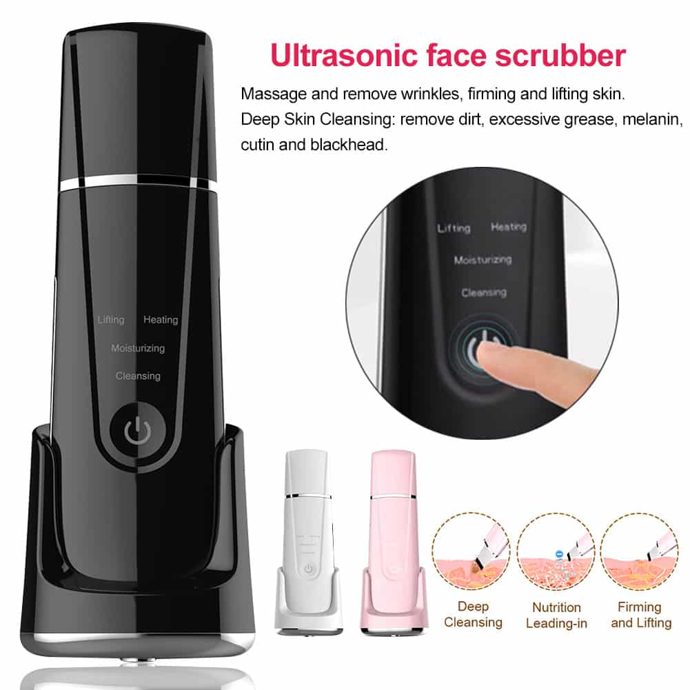 Wireless Charging Base Heating Dead Spatula Face Lift Exfoliating Remove Blackhead Beauty Facial Cleanser Ultrasonic Skin Scrubber插图