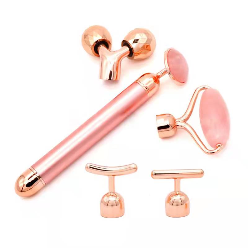 Electric 5 in 1 Face Lifting Device Body Skin Care 24K Gold Facial Massager Roller High Frequency Vibrating Beauty Bar插图1