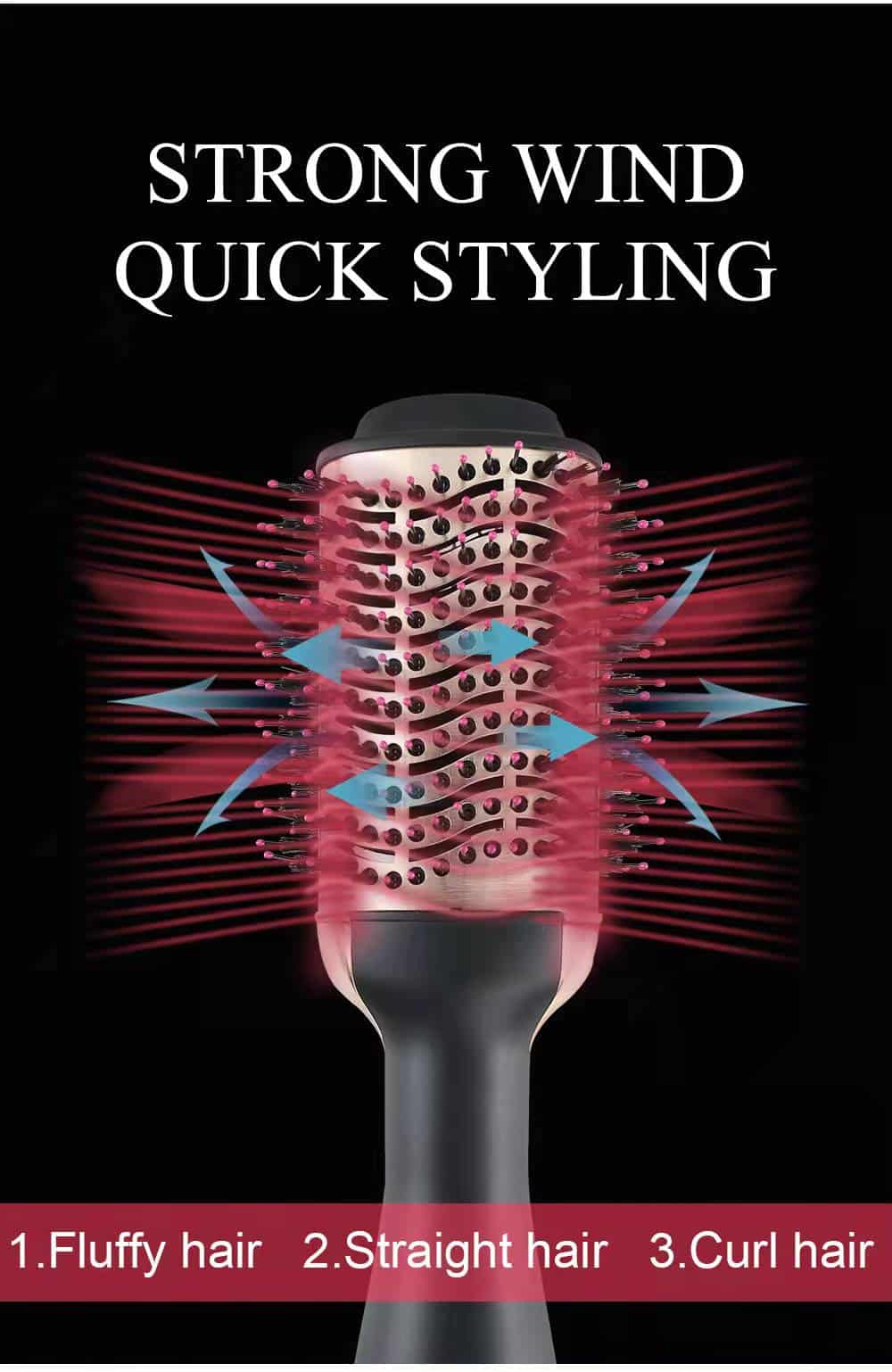 Professional One Step Dryer Volumizer Hot Air Brush Hair Dryer Brush Salon Negative Ion Ceramic Electric Blow Dryer插图6