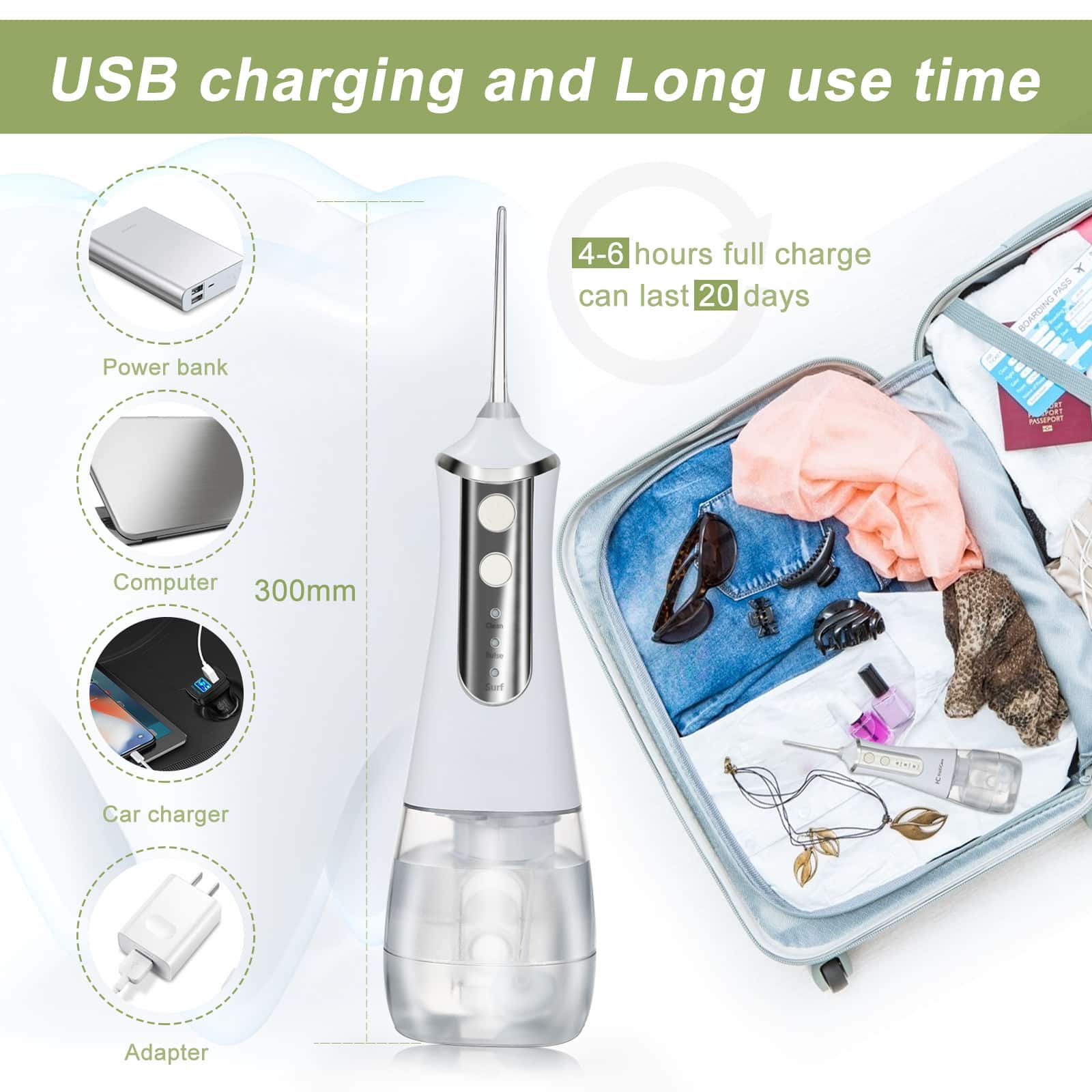 5 in 1 Home Portable Scaler Electric Ultrasonic Waterproof Cordless Flosser Clean Teeth Customized Flosser插图5