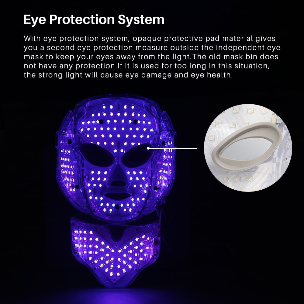 OEM 7 Color LED Photon Face and Neck Beauty Masks Skin Rejuvenation 192 Lamp Beads Light Therapy Facial LED Mask插图6