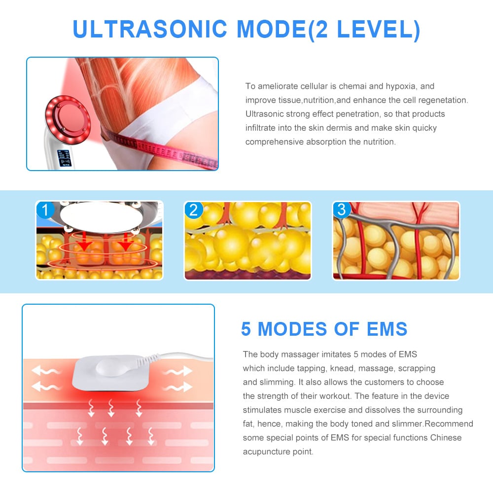 OEM 8 in 1 Ultrasonic Cavitation Weight Loss Light Technology Skin Tightening Face Lift RF Beauty Body Slimming Machine插图6