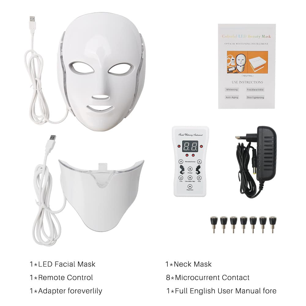 OEM 7 Color LED Photon Face and Neck Beauty Masks Skin Rejuvenation 192 Lamp Beads Light Therapy Facial LED Mask插图10