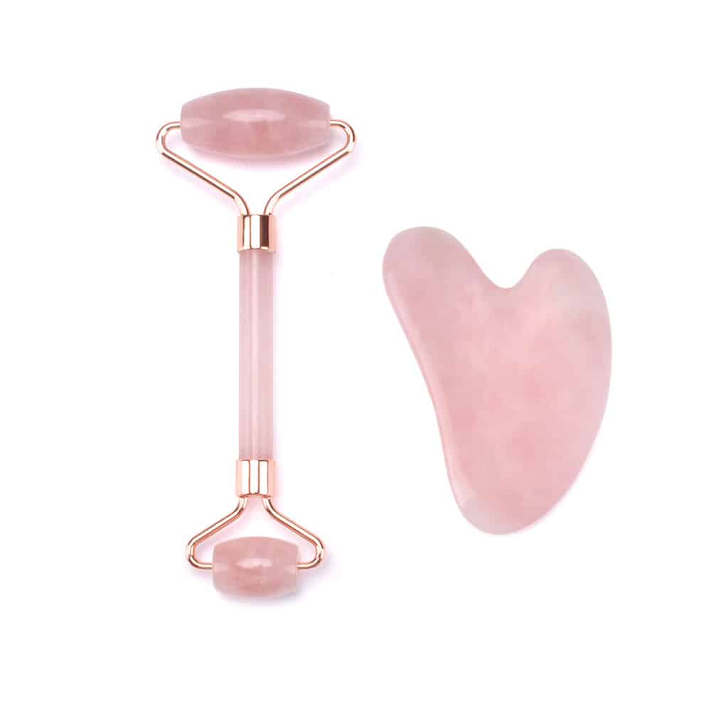 Wholesale Custom Pink Green Gift Guasha Stone Set Rose Quartz Facial Massager Tools Jade Roller And Gua Sha插图12
