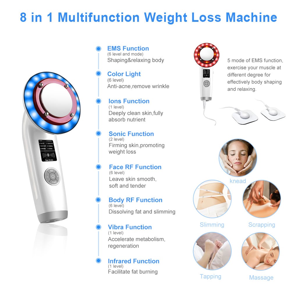 OEM 8 in 1 Ultrasonic Cavitation Weight Loss Light Technology Skin Tightening Face Lift RF Beauty Body Slimming Machine插图