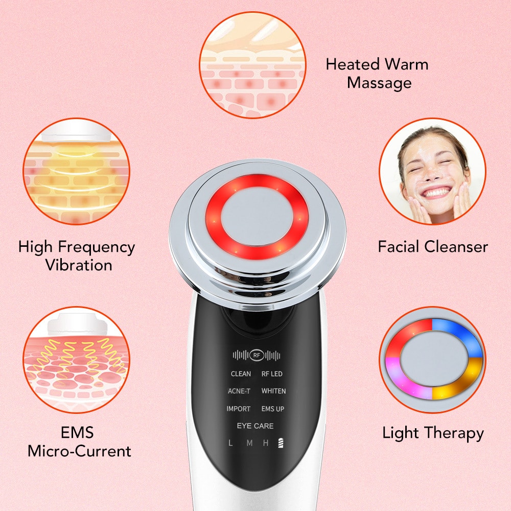 OEM 7 IN 1 Facial Beauty Light Wrinkle Remover Massager Face Lift Skin Rejuvenation Equipment EMS Slimming Machine插图2