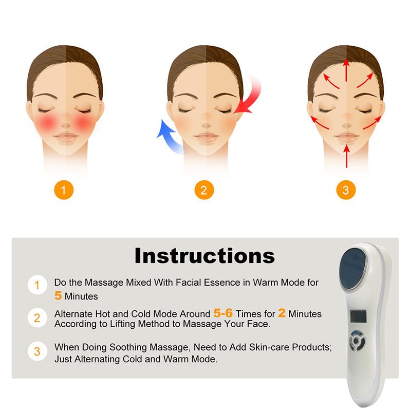 Cool Warm Galvanic Beauty Instrument Hot And Cold Hammer Facial Machine For Home Use Ultrasonic EMS Massager插图1