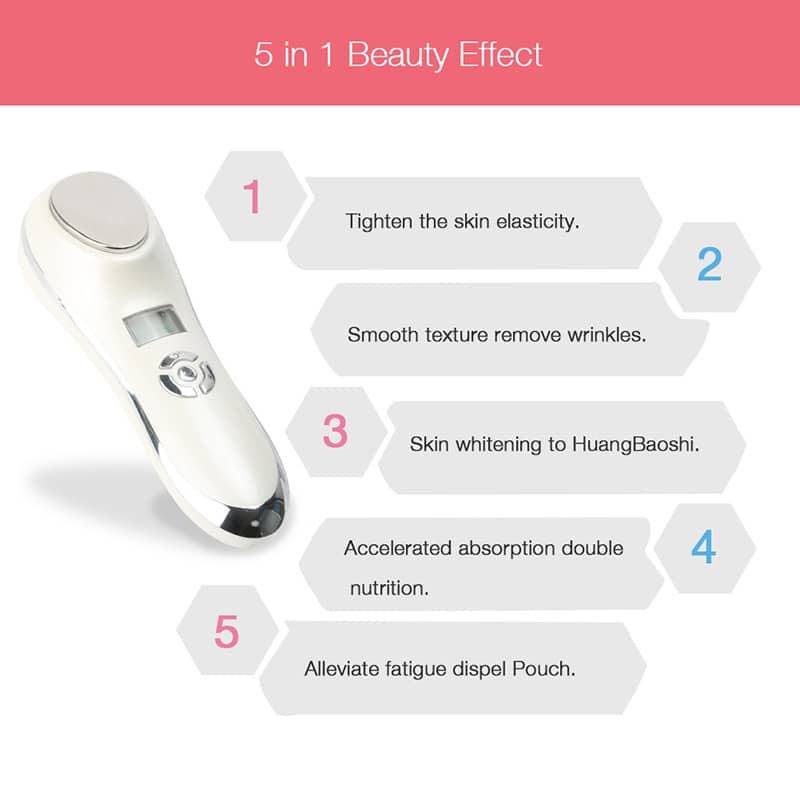 Cool Warm Galvanic Beauty Instrument Hot And Cold Hammer Facial Machine For Home Use Ultrasonic EMS Massager插图2