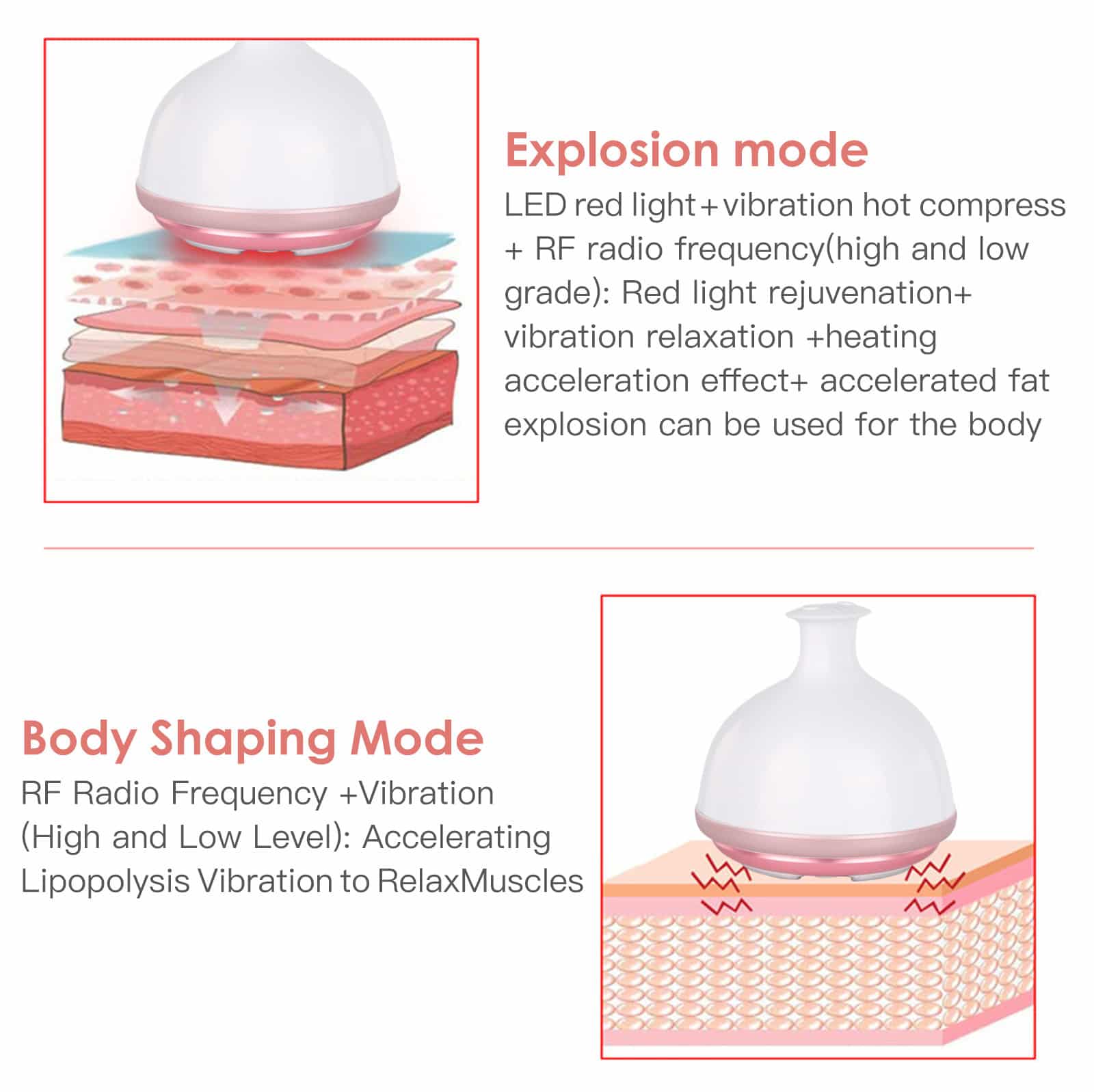 OEM Beauty Phototherapy Vibrating Massager Heating Pulse Current Reshap Sonic Weight Loss RF Body Slimming Machine插图10