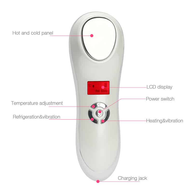 Cool Warm Galvanic Beauty Instrument Hot And Cold Hammer Facial Machine For Home Use Ultrasonic EMS Massager插图5