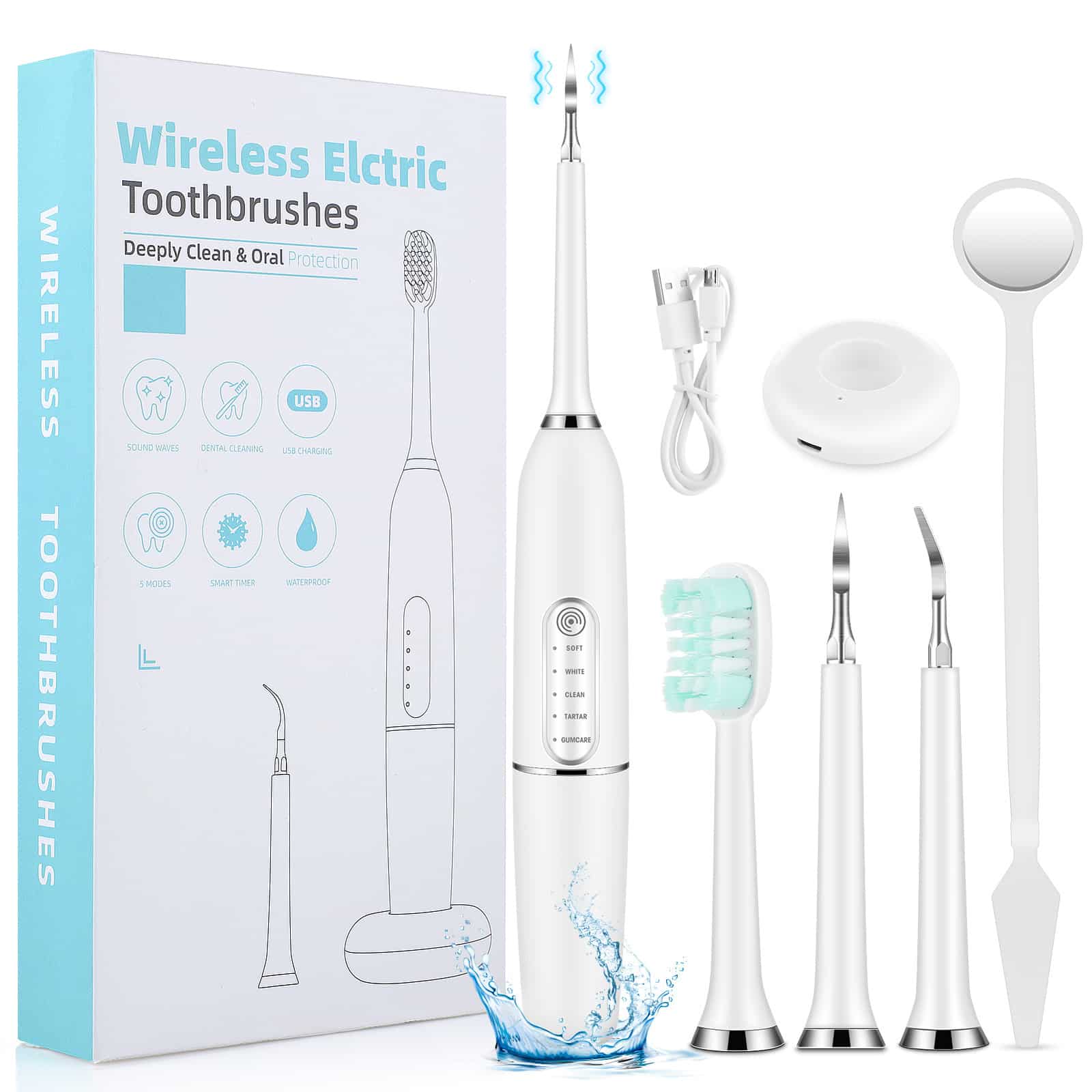 Multifunctional Tooth Cleaner Pick Ultrasonic Teeth Whitening Machine Remove Dental Scaler Waterproof Electric Tooth Brush插图8