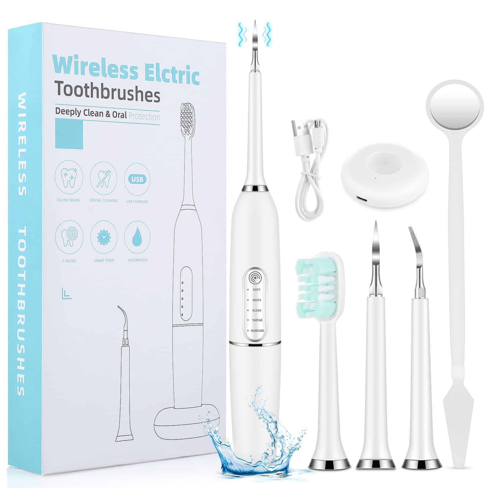 Multifunctional Teeth Cleaner flosser Ultrasonic Teeth Whitening Machine Remove Dental Scaler Waterproof Electric Toothbrush插图8