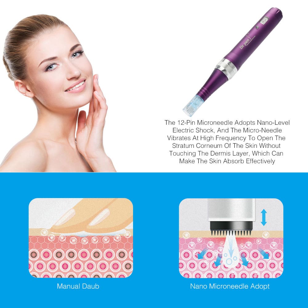 Portable X5 Electric Medical Derma Roller Needle Stamp Facial Therapy Device Skin Care Dr Machine Microneedling Pen插图2