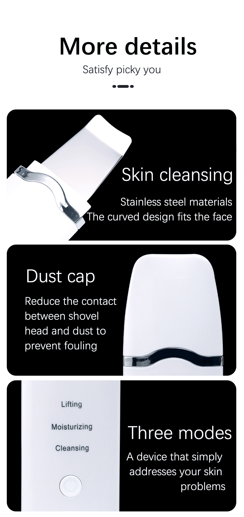 Microcurrent Deep Cleansing Spatula Face Lift Machine Skin Rejuvenation Facial Dead Beauty Care Skin Scrubber插图11