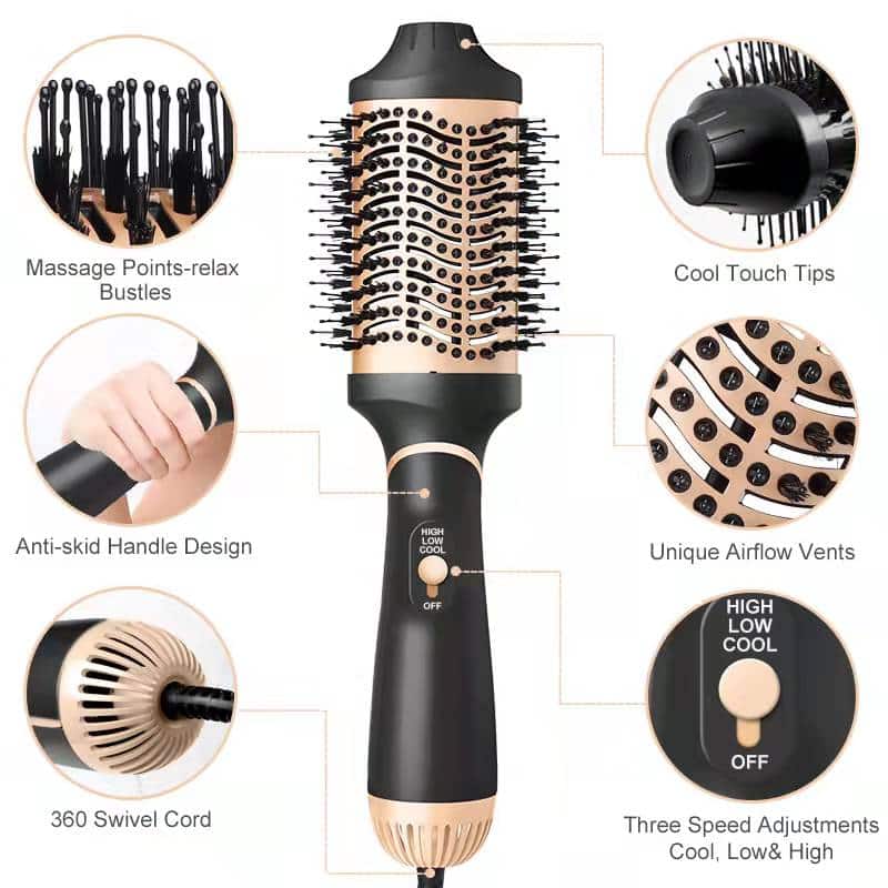 Professional One Step Dryer Volumizer Hot Air Brush Hair Dryer Brush for Salon Negative Ion Ceramic Electric Blow Dryer插图6