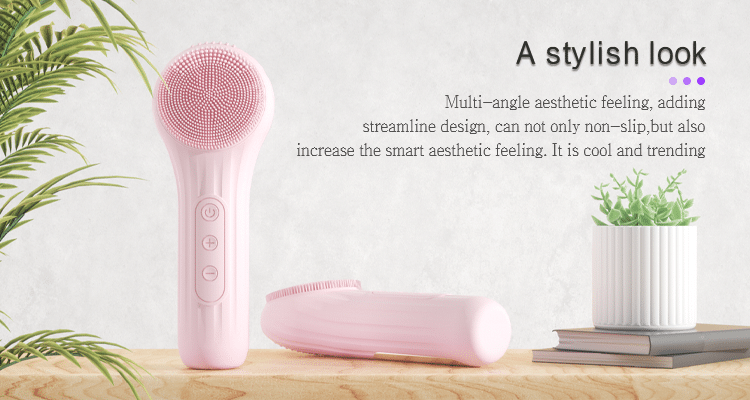 2023 New Design IPX7 Waterproof Facial Cleansing Brush Electric Handheld Damping Silicone Facial Cleansing Brush插图6