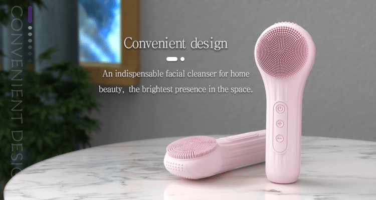 2023 New Design IPX7 Waterproof Facial Cleansing Brush Electric Handheld Damping Silicone Facial Cleansing Brush插图5